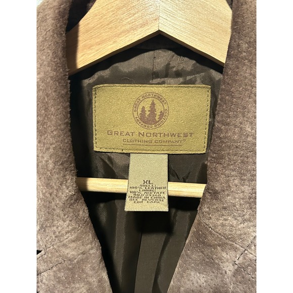 Great Northwest Clothing Company Brown Suede Belted Utility Jacket Women XL - Picture 4 of 6